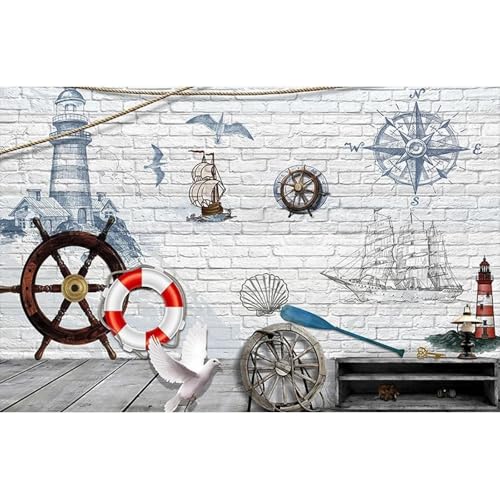 YOZYOOOZ Ziegel handbemalte Leuchtturm Ruder Mittelmeer 3D Tapete für Kindergarten Schlafzimmer Wohnzimmer Kinderzimmer TV Sofa Hintergrundwand YOZYOOOZ Ziegel handbemalte Leuchtturm Ruder Mittelmeer 3D Tapete für Kindergarten Schlafzimmer Wohnzimmer Kinderzimmer TV Sofa Hintergrundwand von YOZYOOOZ