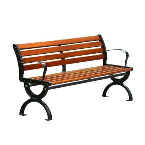 YPAPBHT 1,2 m 1,5 mHolz und Dicke Eisen Outdoor Bank Park Square Lange Bank mit Rückenlehne Freizeit Sitz(120CMx51CM) von YPAPBHT