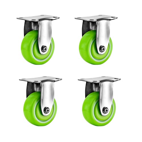 YPAPBHT 304 Edelstahl Grün Universal Caster Polyurethan PU 1,5 Zoll/2 Zoll Grüne Bremse Rad(2 inches,Fixed Wheel) von YPAPBHT