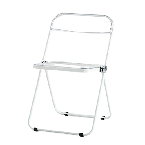 YPAPBHT Acrylstuhl Transparenter Klappstuhl mit Rückenlehne Leichter Luxus-Esszimmerstuhl faltbar und stapelbar(White) von YPAPBHT