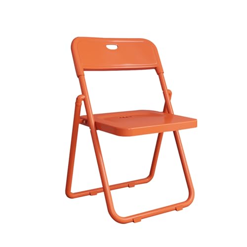 YPAPBHT Einfacher Bürostuhl mit Rückenlehne, Klapphocker aus Kunststoff, Klapphocker for Erwachsene, leicht zu verstauen(Orange) von YPAPBHT
