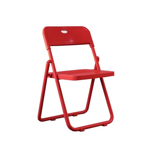 YPAPBHT Einfacher Bürostuhl mit Rückenlehne, Klapphocker aus Kunststoff, Klapphocker for Erwachsene, leicht zu verstauen(Red) von YPAPBHT
