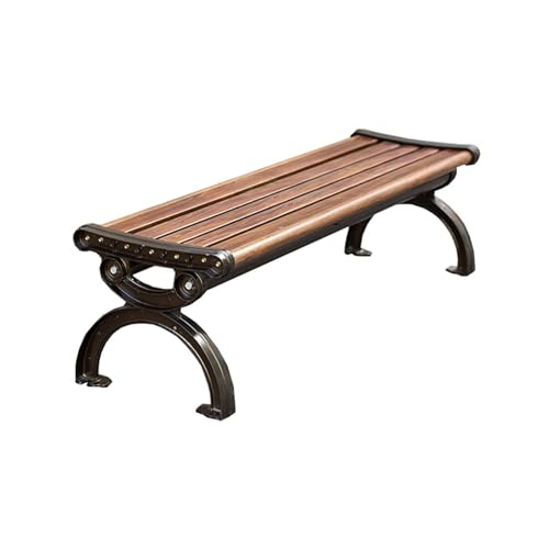 YPAPBHT Gartenstuhl aus Zinklegierung, rostfreie Gartenbank, rückenfreier Freizeitstuhl in Walnussfarbe(150cm) von YPAPBHT