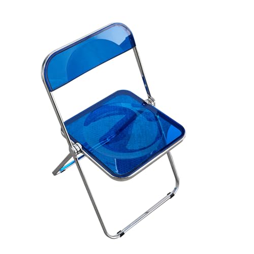YPAPBHT Klappstuhl aus Acryl, Stuhl mit transparenter Rückenlehne, Esszimmerstuhl for das Home Office, Schminkstuhl(Blue) von YPAPBHT