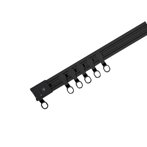 YPAPBHT Leise, stanzfreie Vorhangschiene, ultradünne Gleitschiene, Gebogene Schiene, Oben montiert, seitlich montiert, Selbstklebende Schiene, Riemenscheibe, Vorhangstange(120CM,Side Mount) von YPAPBHT