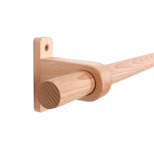 YPAPBHT Massivholz-Gardinenstange, römische Stange, Einzelstange, Holzschiene, umweltfreundliche Holzhalterung, Holzring-Gardinenstange(140CM) von YPAPBHT