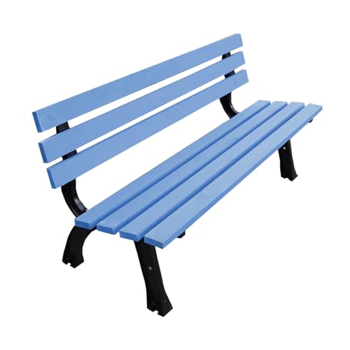 YPAPBHT Open-Air-Balkon Eisen Doppelstuhl Blau Massivholz Bank Außenterrasse Gartenstuhl Langlebig und rostfrei(150cm) von YPAPBHT