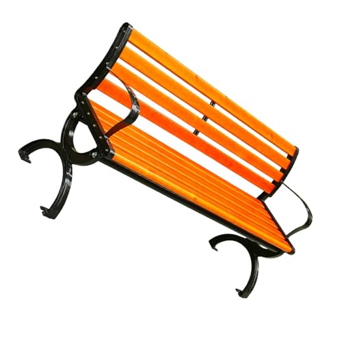 YPAPBHT Outdoor-Bank Massivholzsitz mit Rückenlehne Parkbank Hof Freizeit Eisenreihenstuhl Rostfrei und rutschfest(120cm) von YPAPBHT