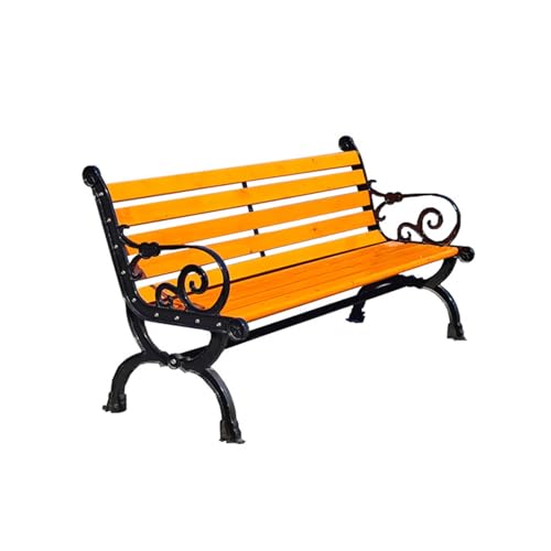 YPAPBHT Outdoor Bank Park Stuhl Massivholz Garten Freizeit Sitz Mit Rückenlehne Lange Stuhl Anti-rissbildung Und rostfrei(Yellow,120cm) von YPAPBHT