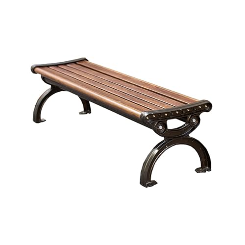 YPAPBHT Outdoor-Bank aus Zinklegierung ohne Rückenlehne, Walnussbank, quadratischer Sitz im Innenhof, rostfrei und langlebig(120cm) von YPAPBHT