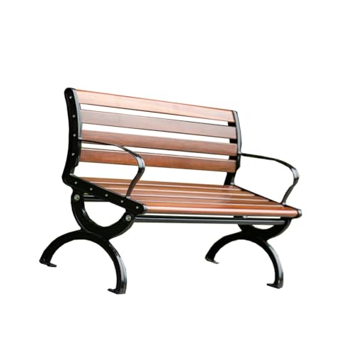 YPAPBHT Parkbank for den Außenbereich aus Zinklegierung, Rückenlehne aus Walnussholz, Freizeitsitz, quadratische Terrassenbank, langlebig(150CMx40CM) von YPAPBHT