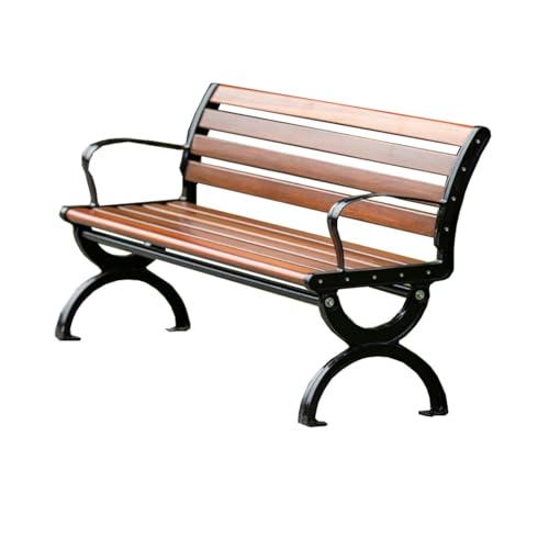 YPAPBHT Parkbank for den Außenbereich mit Rückenlehne, Parkstuhl aus verdickter Zinklegierung, rostfreier Gartenstuhl, Mahagonifarbe(120CMx40CM) von YPAPBHT