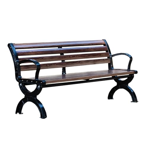 YPAPBHT Parkbank im Freien, verdickter wetterfester quadratischer Sitz aus Walnussholz, Kohlefaser-Gartenstuhl(150cm) von YPAPBHT