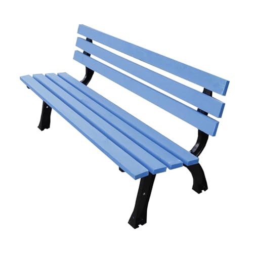 YPAPBHT Schmiedeeiserne Doppelbank Open-Air-Balkon Blauer Massivholzstuhl Park Community Outdoor-Freizeitstuhl(120cm) von YPAPBHT
