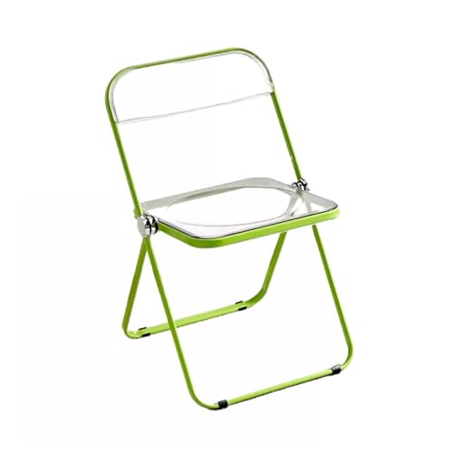 YPAPBHT Transparenter Acryl-Klappstuhl mit Chromrahmen, Faltbarer transparenter Stuhl, geeignet for das Wohnzimmer auf dem Balkon(Green) von YPAPBHT