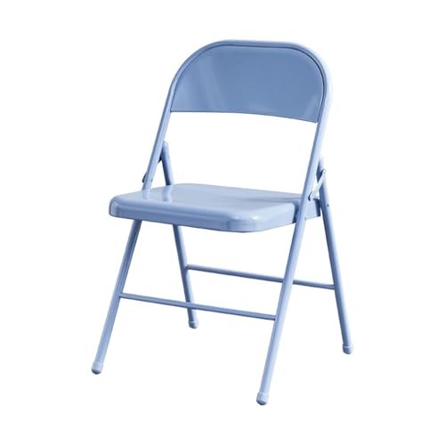 YPAPBHT Verdickter Klappstuhl aus Metallstahl, Esszimmerstuhl for Zuhause, Bürostuhl, Arbeitszimmerstuhl, Rückenlehnenstuhl, langlebiger tragbarer einfacher Stuhl(Blue) von YPAPBHT