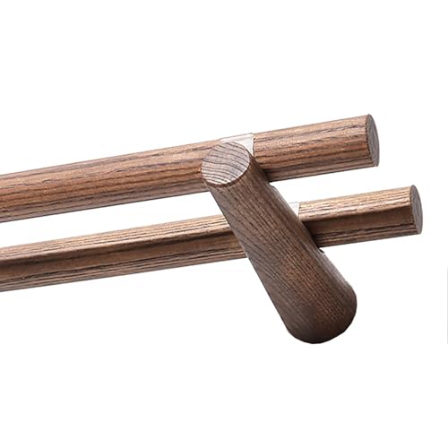 YPAPBHT Wohnzimmer Schlafzimmer Massivholz Gardinenstange Walnuss Farbe Römische Stange Holz Halterung Set(160CM) von YPAPBHT