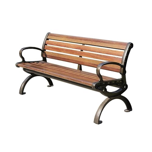 YPAPBHT Zinklegierung-Außenbank, Walnussfarbe, hochfester, rostfreier Parksitz mit Rückenlehne, Freizeitbank(120cm) von YPAPBHT