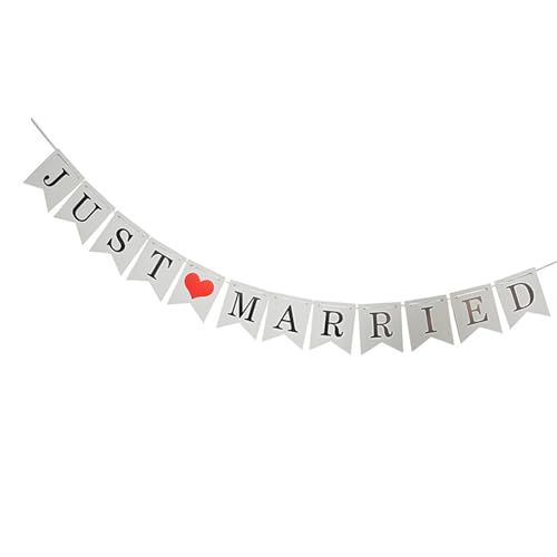 Shimmering Glitter Just Married Party Dekorationen Hochzeit Wimpelkette Banner Foto Requisiten Papier Glitzer Hochzeit Wimpelkette Banner von YPBEW