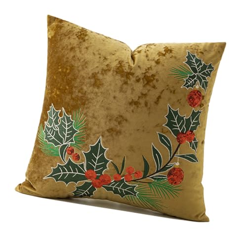 YPBEW Weihnachts-Kissenbezug aus Polyester, Stickerei-Designs, bequemes Wohnaccessoire, Festival, Familiendekoration, Kissen von YPBEW