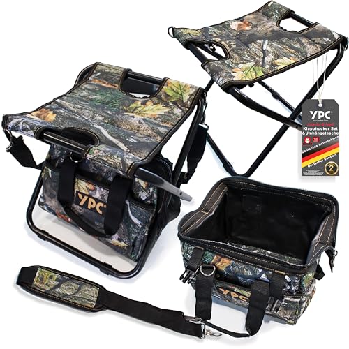 YPC Hunter Klapphocker Set mit Tragetasche – 33x32x30cm – 100kg Tragkraft, Hocker für Angelzubehör, Camping und Outdoor Ausrüstung, Klappstuhl, Klapphocker faltbar, Campingstuhl faltbar, Falthocker von YPC
