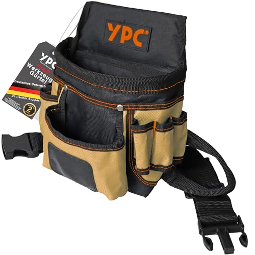 YPC Presto Werkzeug Gürteltasche XL – Werkzeuggürtel, Arbeitsgürtel, wasserfeste Werkzeugtasche mit Hammerschlaufe, reißfester Nylongürtel, 12 Taschen, Sand-Schwarz, 27x21x13cm – 5 kg Tragkraft YPC Presto Werkzeug Gürteltasche XL – Werkzeuggürtel, Arbeitsgürtel, wasserfeste Werkzeugtasche mit Hammerschlaufe, reißfester Nylongürtel, 12 Taschen, Sand-Schwarz, 27x21x13cm – 5 kg Tragkraft von YPC