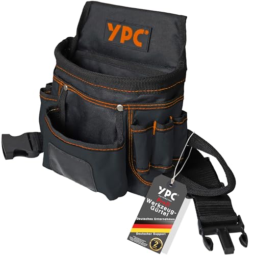 YPC Presto Werkzeug Gürteltasche XL – Werkzeuggürtel, Arbeitsgürtel, wasserfeste Werkzeugtasche mit Hammerschlaufe, reißfester Nylongürtel, 12 Taschen, Schwarz, 27x21x13cm – 5 kg Tragkraft YPC Presto Werkzeug Gürteltasche XL – Werkzeuggürtel, Arbeitsgürtel, wasserfeste Werkzeugtasche mit Hammerschlaufe, reißfester Nylongürtel, 12 Taschen, Schwarz, 27x21x13cm – 5 kg Tragkraft von YPC