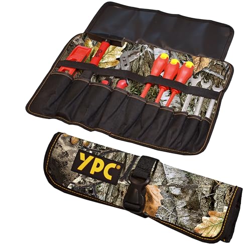 YPC VarioRoll L – 45x32cm, 10 Steckfächer und 4 Halteschlaufen, Werkzeugtasche rollbar, Messertasche, Werkzeug Rolltasche, Werkzeugrolle, Schraubendreher & Maulschlüssel Tasche leer von YPC