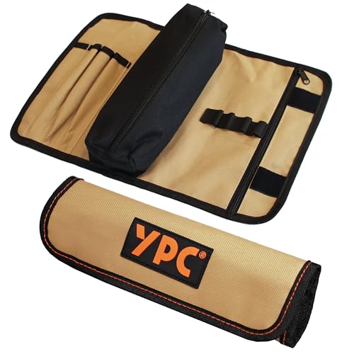 YPC VarioRoll M – 36x25cm, 2 Reißverschlusstaschen, 4 Steckfächer und 4 Schlaufen, Werkzeugtasche rollbar, Messertasche, Werkzeug Rolltasche, Werkzeugrolle, Schraubendreher Tasche leer von YPC