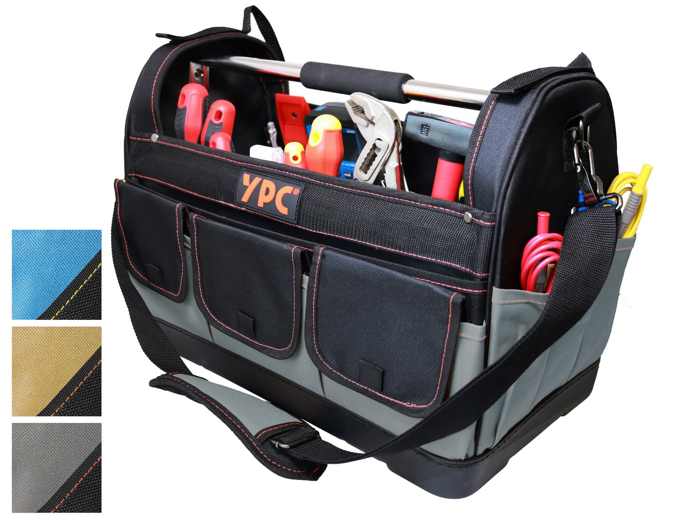 YPC Werkzeugtasche Pioneer" Werkzeugkorb XXL, 45x35x23cm, 20 kg Tragkraft, stabil, praktisch, Schultergurt mit Polster, Metall-Handgriff" von YPC