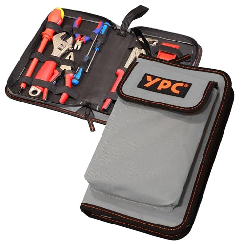 YPC ZipCaddy L – 31x17x5cm Werkzeugmappe/Werkzeug Organizer mit großer Außentasche und 17 Halteschlaufen, Werkzeugtasche leer, Werkzeug Mappe, Zangen Tasche, Tool Case von YPC