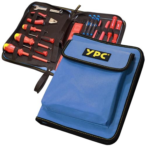 YPC ZipCaddy XL – Werkzeugmappe 31x23x5cm, Werkzeug Organizer mit großer Außentasche und 34 Halteschlaufen, Werkzeugtasche leer, Werkzeug Mappe, Maulschlüssel Tasche, Tool Case… von YPC