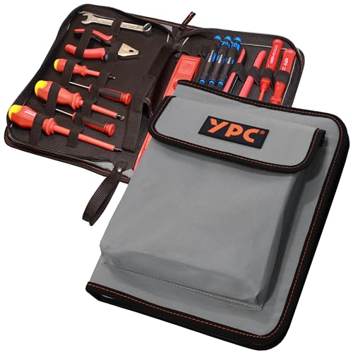 YPC ZipCaddy XL – Werkzeugmappe 31x23x5cm, Werkzeug Organizer mit großer Außentasche und 34 Halteschlaufen, Werkzeugtasche leer, Werkzeug Mappe, Maulschlüssel Tasche, Tool Case… von YPC