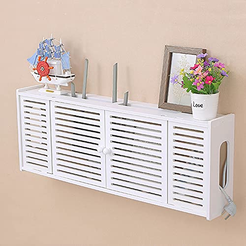 Set-Top-Box-Rack, an der Wand befestigtes WIFI-Router-Rack, hängende Stromkabel-Anschlussdose, geeignet für Zuhause und Büro/White / 76x12x28cm von YPDHUA