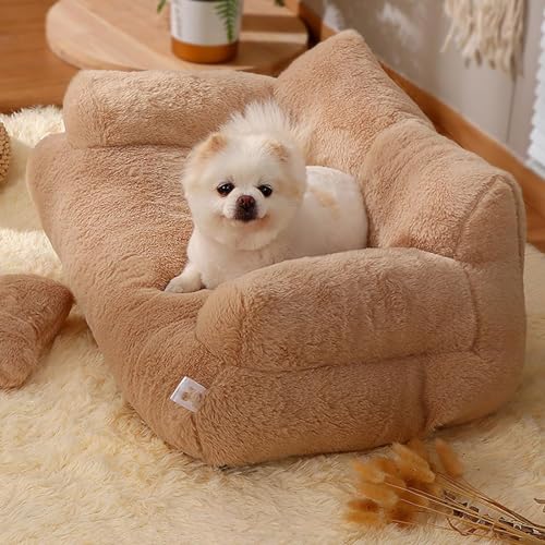 Beruhigendes Haustiersofa, Beruhigendes Hundebett, Flauschiges Plüsch-Haustiersofa Mit Abnehmbarem, Waschbarem Bezug, Katzenschlafsofa, Beruhigendes Hundebett Mit Rutschfester Unterseite,E,XXL von YPDOPORA