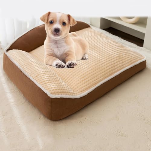 Orthopädisches Hundebett Für Große Hunde, Stützendes Haustier-Couchbett Aus Schaumstoff, Hundesofas Mit Abnehmbarem, Waschbarem Bezug, Wasserdichtem Futter Und Rutschfester Unterseite,Braun,L von YPDOPORA