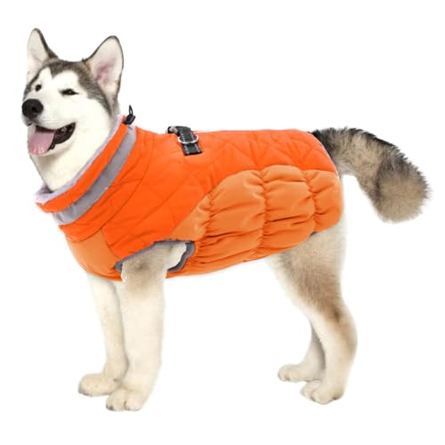 YPDOPORA Hundemäntel Für Mittelgroße Hunde, Mit Fleece Gefütterte Winterjacke Für Haustiere, Reflektierende Rollkragen-Wintermäntel Für Hunde Mit Integriertem Geschirr Für Hunde,Orange,M YPDOPORA Hundemäntel Für Mittelgroße Hunde, Mit Fleece Gefütterte Winterjacke Für Haustiere, Reflektierende Rollkragen-Wintermäntel Für Hunde Mit Integriertem Geschirr Für Hunde,Orange,M von YPDOPORA