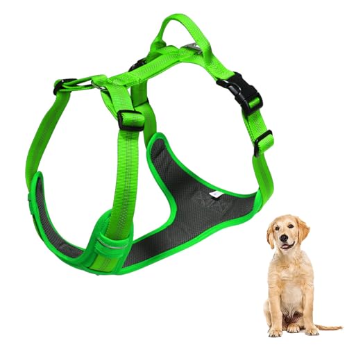 YPDOPORA No Pull Hundegeschirr, Reflektierendes Verstellbares Hundewestengeschirr Mit Griff, Ausbruchsicher, Einfach Anzulegendes Hundegeschirr Aus Weichem Netzgewebe Für Hunde,E,L von YPDOPORA