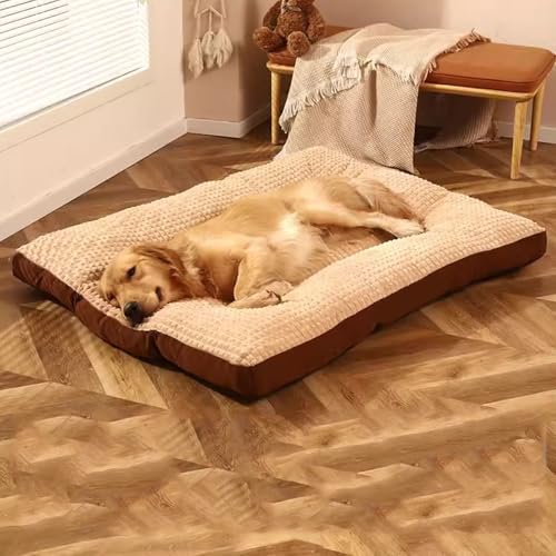 YPDOPORA Orthopädisches Hundebett Aus Memory-Schaum, Hundebetten Für Große Hunde Mit Abnehmbarem, Waschbarem Bezug Und Rutschfester Unterseite, Zwingerunterlage Für Mittelgroße Hunde,Braun,M von YPDOPORA