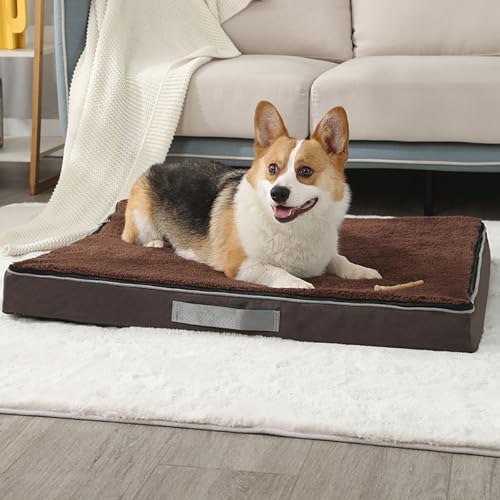 YPDOPORA Orthopädisches Hundebett Aus Schaumstoff, Dickes Memory-Schaum-Hundebett in Eierkartonform, Hundebett Aus Memory-Schaum Mit Abnehmbarem, Waschbarem Bezug Und Rutschfester Unterseite,Braun,M von YPDOPORA