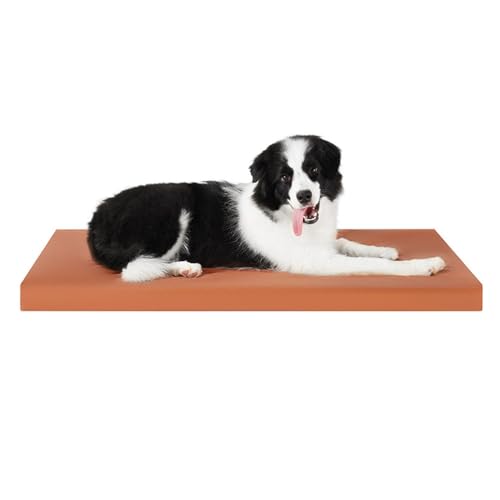 YPDOPORA Orthopädisches Hundebett Für Mittelgroße Hunde, Hundebox-Unterlage Mit Wasserdichtem, Waschbarem Bezug Und Rutschfester Unterseite Für Den Innen- Oder Terrassengebrauch,Braun,L von YPDOPORA