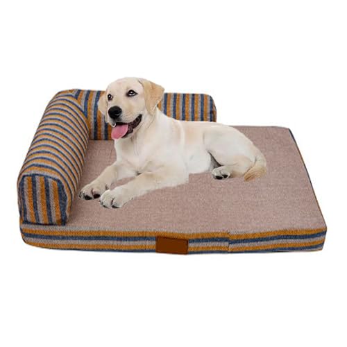YPDOPORA Orthopädisches Hundebett Für Mittelgroße Hunde, Memory Foam Hundebettsofa, Weiches, Bequemes Haustiersofa Mit Rutschfester Unterseite, Waschbarer, Abnehmbarer Bezug Für Hunde,Braun,S von YPDOPORA