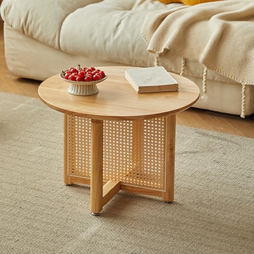 YPDOPORA Runder Couchtisch Aus Massivholz, Moderne Mitteltische Fürs Wohnzimmer, Moderner Minimalistischer Mitteltisch, Kleine Couchtische Für Kleine Räume, Büro, Schlafzimmer,Weiß,80 * 40cm von YPDOPORA