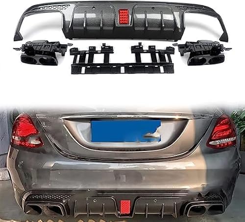 YPJHMXQXQ ABS-Heckdiffusor-Set für Benz W205 C63 C43 AMG Limousine 2015 2016 2017 2018 2019-2021,einstellbar, mattiert – stabilität & luftströmung – moderner Design von YPJHMXQXQ