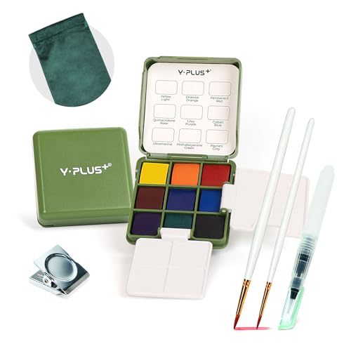 YPLUS Aquarellfarben Set - Premium Wasserfarbkasten, Perfektes Aquarell Set für Anfänger und Profis, Wasserfarben und Tuschkasten, Kompakter Malkasten, Wassermalfarben im Taschenformat von YPLUS
