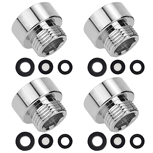 YPLonon Reduzierstück 3/4 Zoll Innengewinde auf 1/2 Zoll Außengewinde 4 Stück Verchromter Adapter Anschlussstück Wasserhahn Adapter mit Gummidichtung für die Rohr Umwandlung und Verbindung von YPLonon
