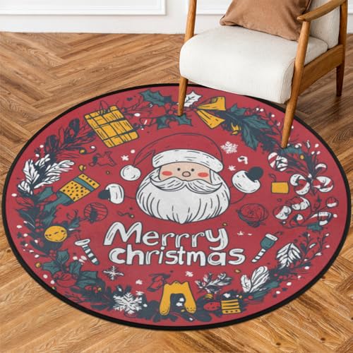 Runder Teppich mit weihnachtlichem Muster, rutschfest, waschbar, weich, für Schlafzimmer, Wohnzimmer, Esszimmer, Eingangsbereich, Kinderzimmer, Innenbereich von YPPAHHHH