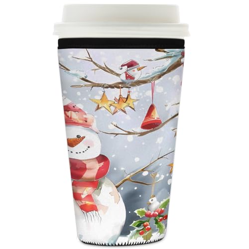 Wiederverwendbare Eiskaffee-Hülle, Weihnachts-Schneemann, Neopren-Becherhülle für kalte Getränke, Winter, Schneeflocken-Isolator, Getränkehalter für kalte Getränke, 907 ml Wiederverwendbare Eiskaffee-Hülle, Weihnachts-Schneemann, Neopren-Becherhülle für kalte Getränke, Winter, Schneeflocken-Isolator, Getränkehalter für kalte Getränke, 907 ml von YPPAHHHH