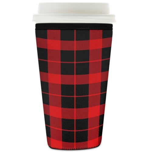 Wiederverwendbare Eiskaffee-Hülle, Weihnachts-karierte Neopren-Becherhülle für kalte Getränke, kariertes Muster, Isolator, Getränkehalter für kalte Getränke, 907 ml Wiederverwendbare Eiskaffee-Hülle, Weihnachts-karierte Neopren-Becherhülle für kalte Getränke, kariertes Muster, Isolator, Getränkehalter für kalte Getränke, 907 ml von YPPAHHHH