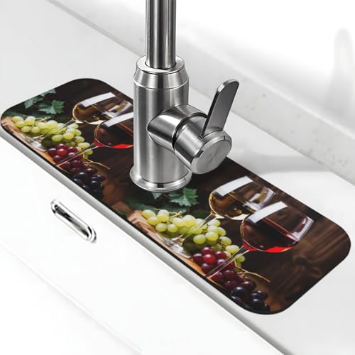 YPPAHHHH Weingläser, Trauben, Wasserhahnmatte für Küchenspüle, Spritzschutz, saugfähige Wasserhahnmatte, Kieselgur, schnell trocknend, Spülbecken-Pad für Badezimmer, Theke, Tropffänger, Tablettmatten YPPAHHHH Weingläser, Trauben, Wasserhahnmatte für Küchenspüle, Spritzschutz, saugfähige Wasserhahnmatte, Kieselgur, schnell trocknend, Spülbecken-Pad für Badezimmer, Theke, Tropffänger, Tablettmatten von YPPAHHHH